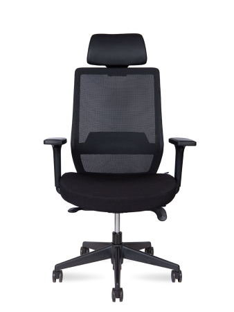 Кресло офисное Mono черный, ткань и пластик, мягкое сиденье, с подлокотниками