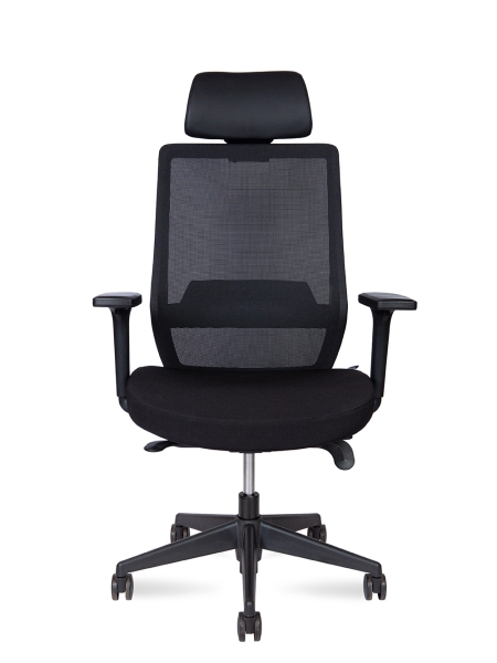 Кресло офисное Mono черный, ткань и пластик, мягкое сиденье, с подлокотниками