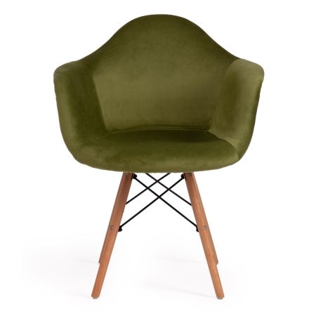 Кресло Secret De Maison CINDY SOFT EAMES (mod. 101) дерево береза, металл, мягкое сиденье, ткань, 61х60х80 см, зеленый (HLR 54), натуральный
