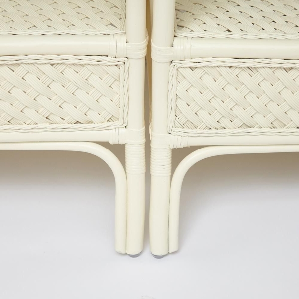 Комплект обеденный "ANDREA GRAND" (стол со стеклом + 6 кресел + подушки) белый, ткань рубчик, кремовый