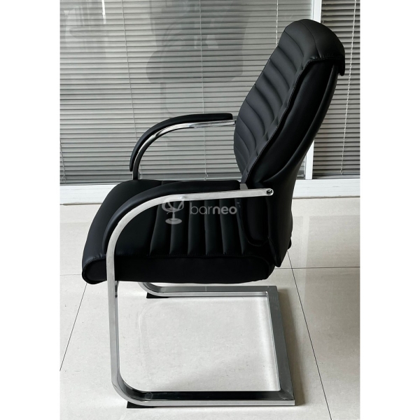 Кресло K-8010L черная кожа, на полозьях