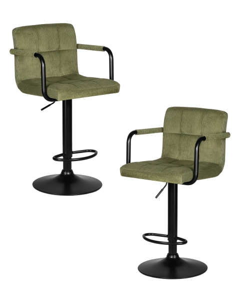 Набор 2 шт Стул барный KRUGER ARM BLACK, зеленый вельвет (LAR-E2041-7)