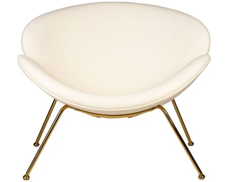 Кресло дизайнерское EMILY белый винил, золотое основание