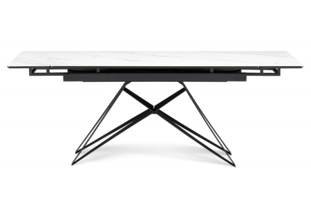 Керамический стол Блэкберн 160(220)х89 белый мрамор snow white, черный