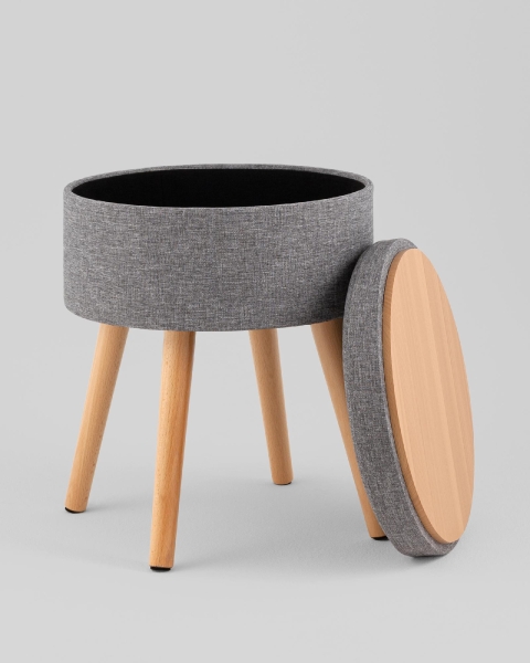 Пуф с ящиком Store Woody рогожка серая Пуф с ящиком Store Woody рогожка серая