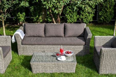 Лаунж-зона "Капучино" из искусственного ротанга (гиацинт), цвет серый