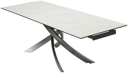 Стол ESTEBIO 160 KL-99 белый мрамор матовый, итальянская керамика, Серый металлик