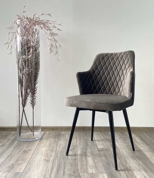 Стул HERMAN 360 градусов, графит #14 велюр, черный каркас