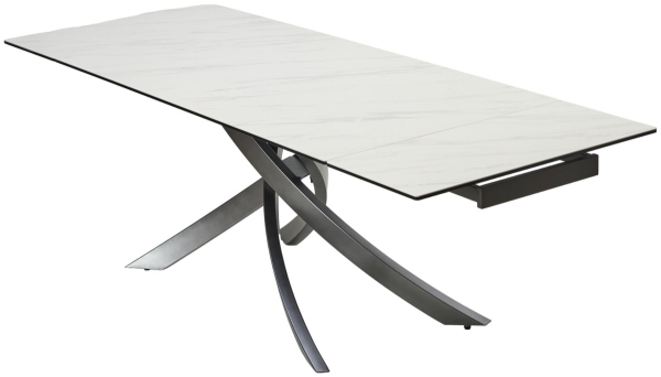 Стол ESTEBIO 160 KL-99 белый мрамор матовый, итальянская керамика, Серый металлик