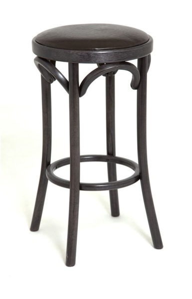 Полубарный деревянный табурет Венский 650 венге с мягким сиденьем из коричневой экокожи