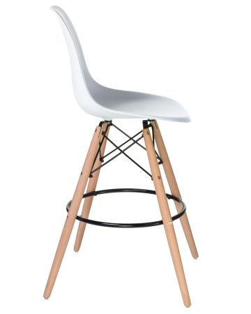 Стул барный DSW BAR ножки светлый бук сиденья белый W-02