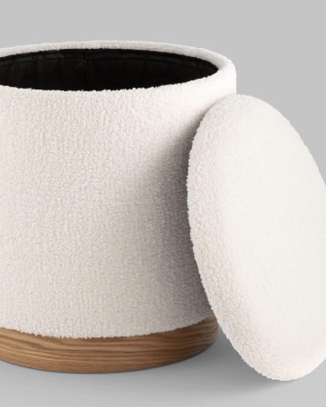 Пуф с ящиком Холли L тедди белый