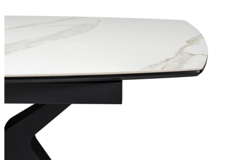 Керамический стол Риполь 140(180)х80 белый мрамор snow white, черный