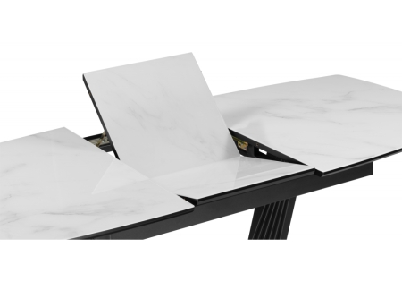 Стол стеклянный Вейл 140(180)х80 кристл статуарио, черный