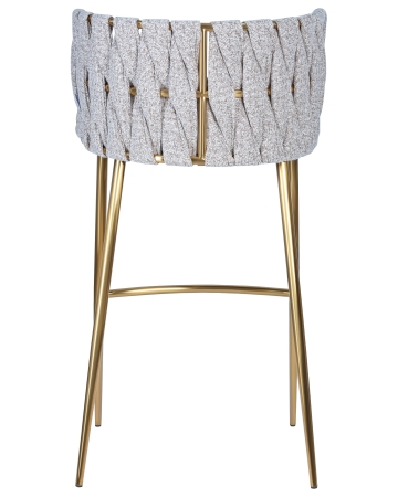 Стул барный EMMA золотой, белый PU T-01, белая ткань F-49