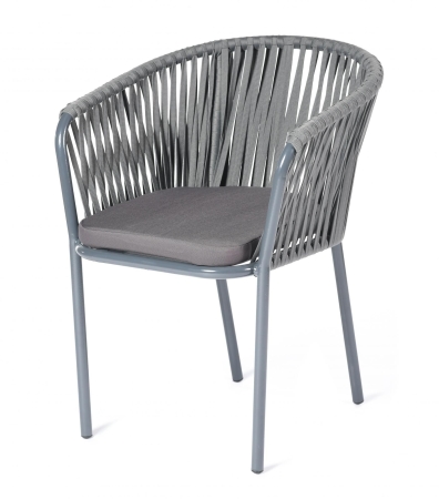 Плетеный стул "Бордо" из роупа (веревки), цвет серый
