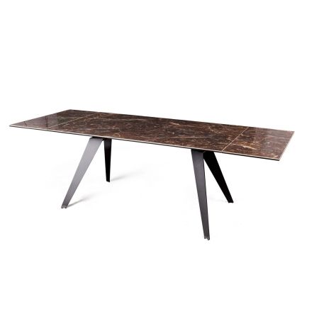 Стол раскладной Grant (160+40+40), мрамор испанская керамика черный