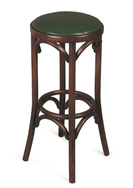 Барный деревянный табурет Венский 750 темный тон с мягким сиденьем из зеленой экокожи Барный деревянный табурет Венский 750 темный тон с мягким сиденьем из зеленой экокожи