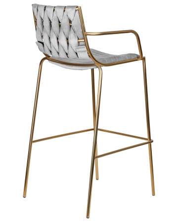 Набор 2 шт Стул барный MILLER GOLD, cветло-серый велюр (135-37)