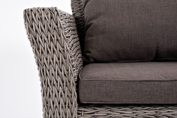 Лаунж-зона "Капучино" из искусственного ротанга (гиацинт), цвет серый