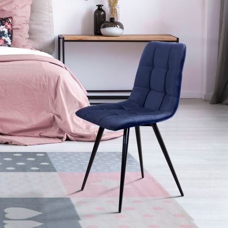 Стул UNO бархат синий, черный конус