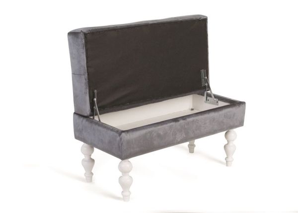 Банкетка Виктория голубовато-розовая с белыми ножками