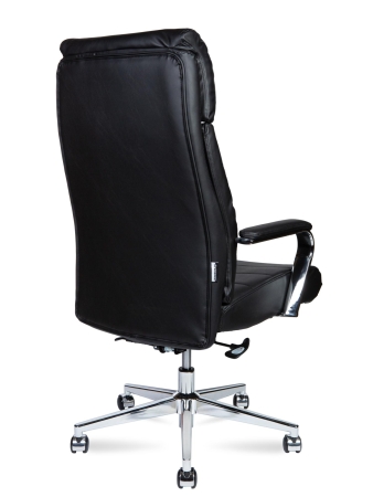 Кресло офисное Atlant черный, экокожа и металл, мягкое сиденье, с подлокотниками