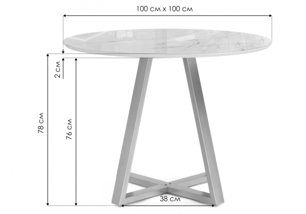 Стеклянный стол Норфолк 100х78 черный мрамор, черный