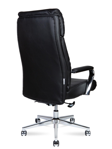 Кресло офисное Atlant черный, экокожа и металл, мягкое сиденье, с подлокотниками
