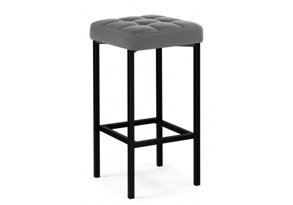 Барный стул Лофт экокожа темно-серый, черный матовый Барный стул Лофт экокожа темно-серый, черный матовый