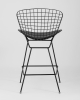 Стул полубарный с низкой спинкой Bertoia черный с черной подушкой