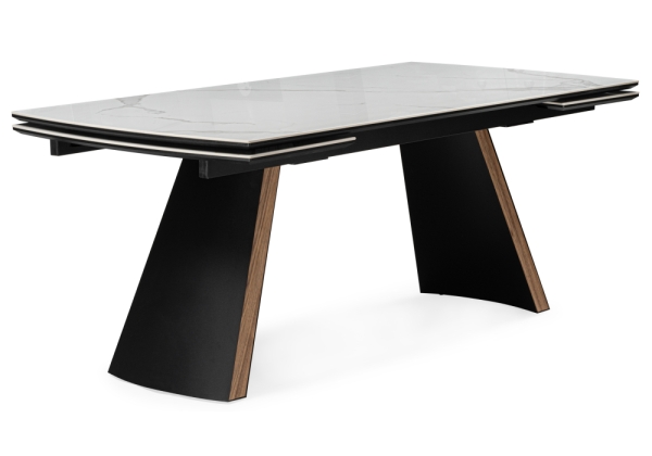 Керамический стол Симмонс 180(260)x90 statuario titan gloss, черный, орех дуб монтана Керамический стол Симмонс 180(260)x90 statuario titan gloss, черный, орех дуб монтана