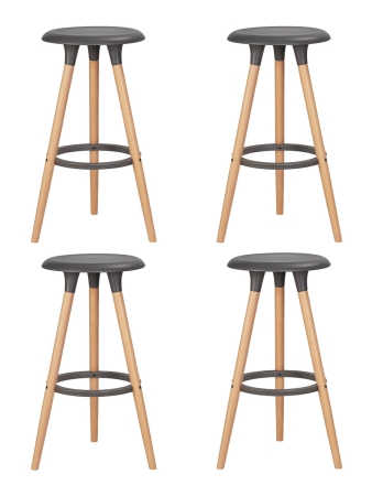 Набор 4 шт Табурет барный ROYCE, ножки светлый бук темно-серый (GR-04)