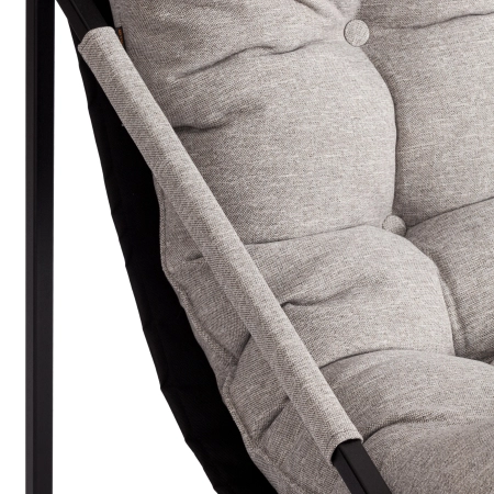 Кресло Charli серый и бежевый, ткань и металл, мягкое сиденье, без подлокотников