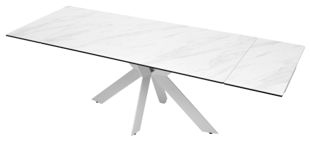 Стол BELLUNO 160 MARBLES KL-99 белый мрамор матовый итальянская керамика, белый каркас