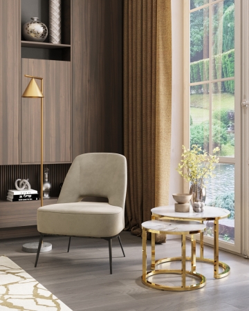 Кресло лаунж Бостон велюр бежевый