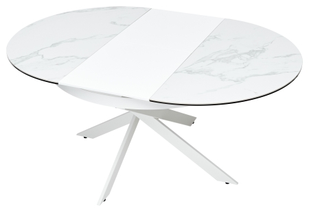 Стол TRENTO 120 HIGH GLOSS STATUARIO белый мрамор глянцевый керамика, белый каркас