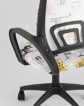 Кресло офисное TopChairs Simple SN Junior принт Blue Cats пластик черный