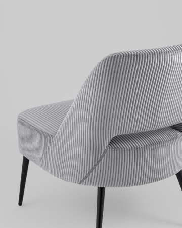 Кресло лаунж Бостон велюр рельефный светло-серый