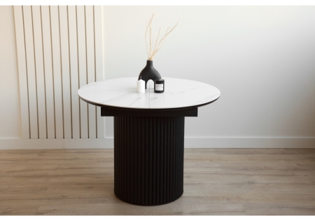 Керамический стол Стивен 100(140) snow white, черный