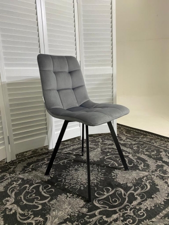 Стул CHILLI SQUARE BLUVEL-14 серый, велюр, черный каркас