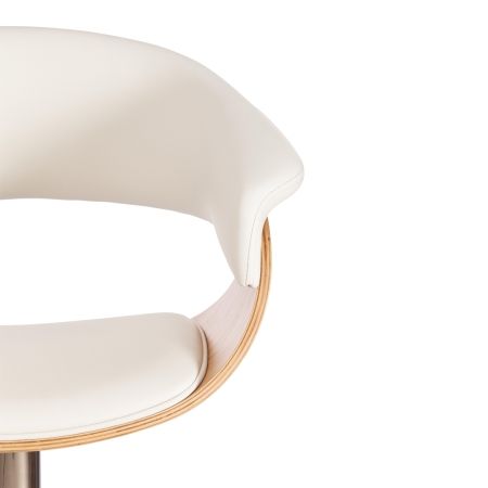 Барный стул VIMTA (mod.4021S) металл, дерево, экокожа, 60х51х91,5-112,5 см, высота сиденья 61,5-82,5 см, белый, натуральный, хром фото в интернет-магазине Stoolmarket