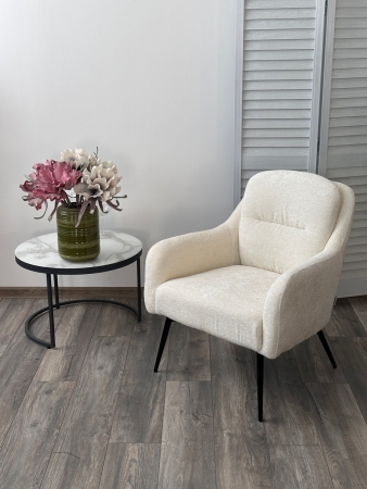 Кресло ARGOS 3018-01 белый, шенилл, черный каркас