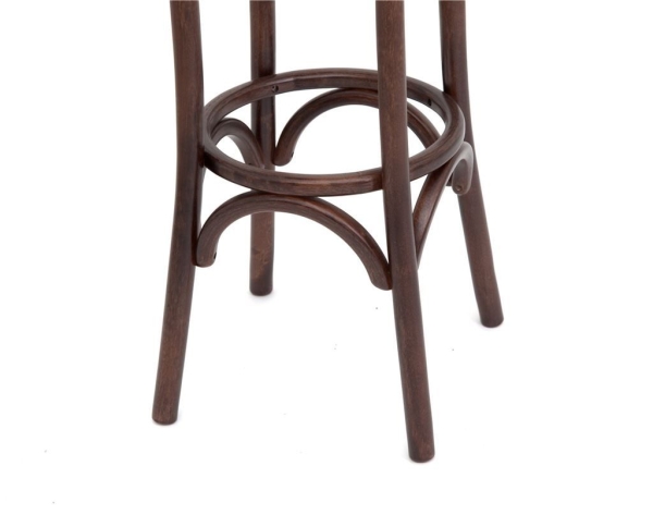 Полубарный деревянный табурет Венский 650 темный тон с мягким сиденьем из коричневой экокожи