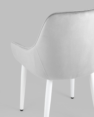 Стул Диана велюр серый ножки белые