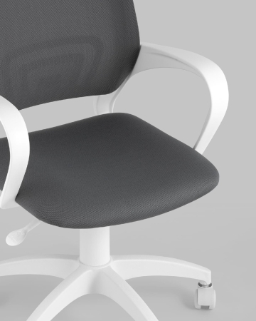 Кресло офисное ST-BASIC-W TopChairs серая ткань крестовина белый пластик