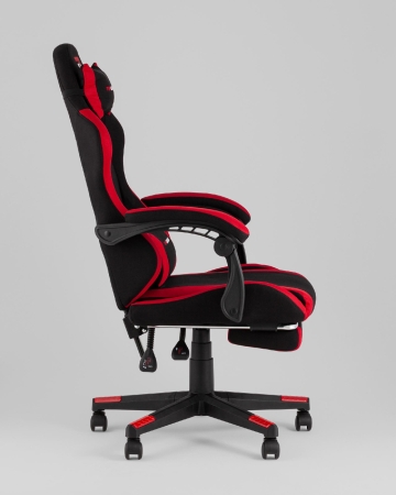 Кресло спортивное Prophet TopChairs с оттоманкой ткань черно-красный